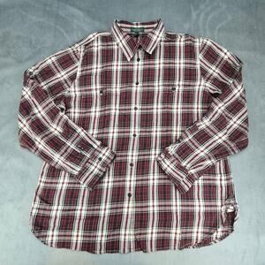 Ralph Lauren Academia Preppy Tartan Plaid Long Sleeve Button Up XL Shirt Red